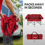 Double Camping Chairs Padded Loveseat Chair for 2 Person - Heavy Duty Oversized Camping Couch for Adults Outdoor Lawn Beach - Portable Folding Sofa with Cup Holders and Carry Bag, Red