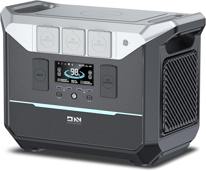 DARANENER Generator 1800W (3000W Peak), 1382.4Wh LiFePO4 Portable Power Station, 1Hrs Fast Charge, 20ms UPS Solar Generator for Home Emergency Backup, RV, Camping, Off-Grid Power Outage
