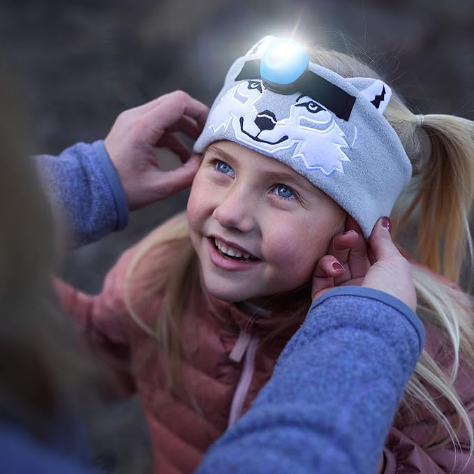 Big Discoveries WildLight Headband Headlamp - Fleece Headband with Bright LED Head Lamp for Kids | Fun Toy Headlight for Boys, Girls, or Adults | Headlamps for Camping, Hiking, Party, or Reading