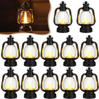 Ferraycle 12 Pcs Mini Lantern Decor 4 Inch Western Lantern Table Centerpiece Small Vintage Camping Hanging Lamp Ornaments Bulk for Cowboy Cowgirl Wedding Halloween Christmas (6 Inch,Black)