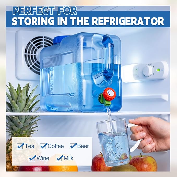 2 Pack 3.2 Gallon Water Container with Spigot Portable Water Tank for Camping No Leakage Watering Dispenser Jug with Tap for Road Trips Outdoor Hiking Emergency Storage Vehicle Picnic Home