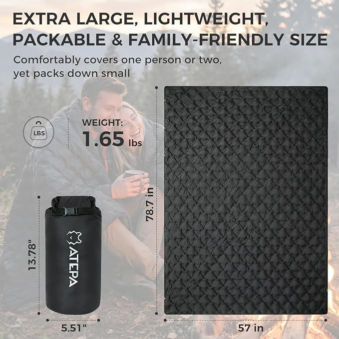 ATEPA Wearable Sleeping Bag, Recycled Warm Winter Camping Blanket Wearable Poncho for Outdoor, Stadium Sports Women Men