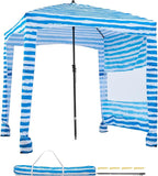 VEVOR Beach Cabana, 6 x 6 ft Beach Canopy with Side Wall, UPF 50+ Protection Easy Setup Cabana Tent with Sand Pockets, Portable Shade Sun Shelter Umbrella for Whole Family & Friends, Blue Stripes