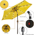 Blissun 7.5 ft Solar Umbrella, 18 LED Lighted Patio Umbrella, Table Market Umbrella