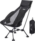 WildCall Lightweight Folding High Back Camping Chair with Head Support, Compact Beach Chair with Anti-Sinking Large Feet and Three Tilt Angles Adjustment
