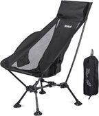 WildCall Lightweight Folding High Back Camping Chair with Head Support, Compact Beach Chair with Anti-Sinking Large Feet and Three Tilt Angles Adjustment