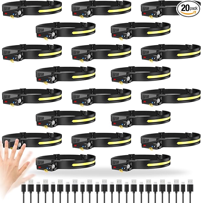 20Pack Headlamp Rechargeable, 1000 Lumen Headlamps for Adults, 230 Angles Wide Beam Headlamp & Spotlight, 6 Modes, Lightweight Head Lamps for Camping Running Cycling