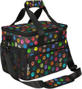 Pardick Insulated Lunch Bag, Colorful Dog Paw Print Reusable Lunch Box Leakproof Cooler Tote Bag Large Lunchbox Freezable Lunch Bag with Adjustable Shoulder Strap for Women Men Picnic Work Beach