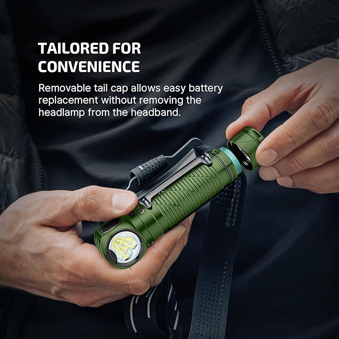 OLIGHT Perun 3 Rechargeable Headlamp Flashlight, 3000 Lumens LED Headlight with Red Light, Waterproof Head Lamp with Headband for Outdoor Camping, Hiking, Working (OD Green)