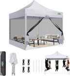 COBIZI Canopy Tent 10x10 Heavy Duty Pop Up Canopy with Sidewalls Waterproof,Easy to Set up Gazebo with Mosquito Netting Outdoor Mesh Screen Tents for Parties Wedding Party with Carry Bag, White