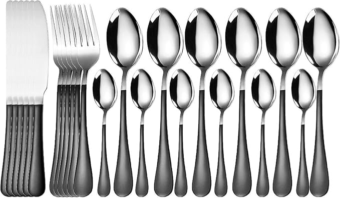 Flatware Sets 24pcs 18/10 Stainless Steel Cutlery Set Gold Tableware Set Fork Knife Spoon Dinnerware Set Flatware Set Silverware Set Stainless Steel