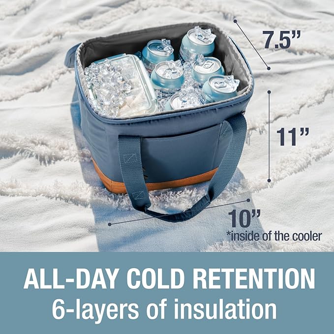 CleverMade Collapsible Insulated Cooler Bag – Leakproof Soft Cooler for Beach, Travel, Car – Bottle Opener