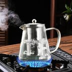Glass Teapot 18.6oz/550ml, Tea Pot with Removable Infusers for Loose Tea, Borosilicate Glass Tea Kettle Tea Maker Stovetop for Camping, Tea Infuser for Loose Leaf Tea Travel