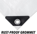 CARTMAN Finished Size 10x10 Feet 10 Mil White Heavy Duty Poly Tarp, Multipurpose Protective Cover, UV Resistant, Waterproof Poly Tarpaulin with Reinforced Edges Tarpaulin with Reinforced Edges