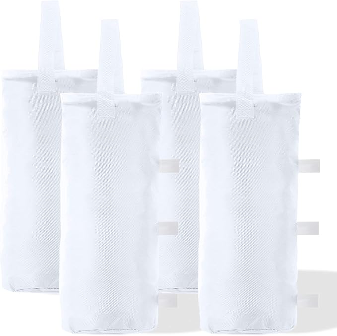 ABCCANOPY Canopy Weights Set of 4-120LBS Sand Bags for Pop up Tent, Weight Bags for Outdoor Gazebo, Trampoline, Pergola, White (Without Sand)