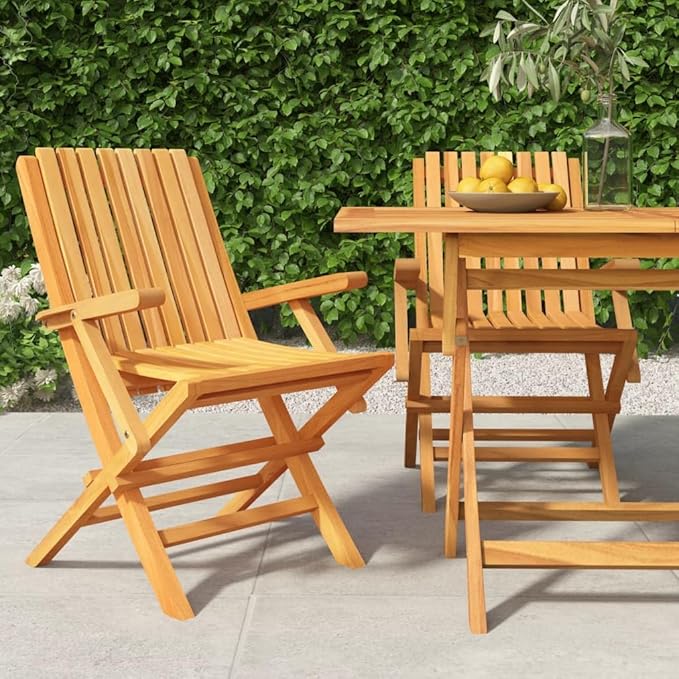 Folding Patio Chairs 2 pcs,Outdoor Chairs,Club Chairs,Decorative Chair,Camping Chair,Camping Chair,Reception Chair,Bistro Chair,for Patio,Balcony,Party,24"x26.4"x35.4" Solid Wood Teak