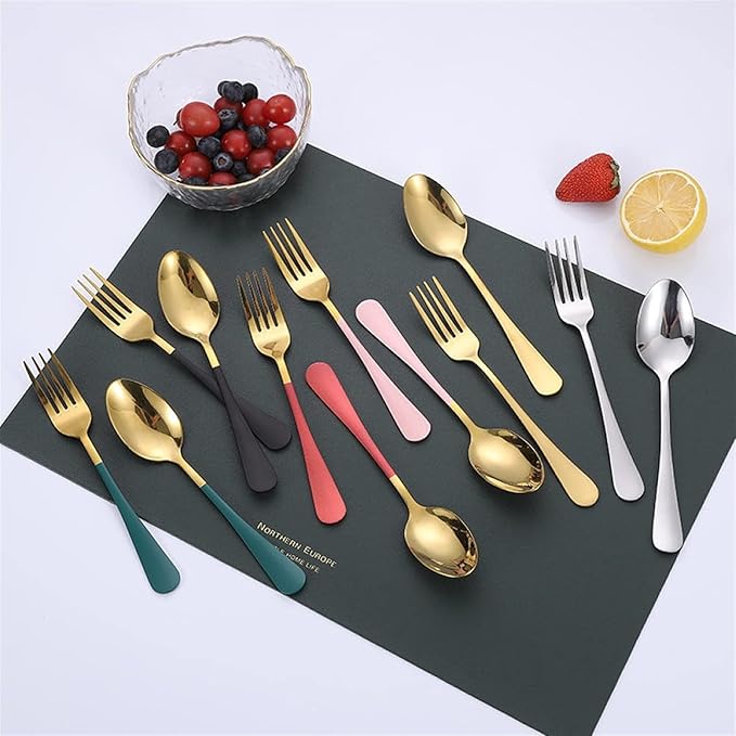 Flatware Sets 24pcs 18/10 Stainless Steel Cutlery Set Gold Tableware Set Fork Knife Spoon Dinnerware Set Flatware Set Silverware Set Stainless Steel