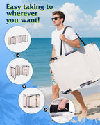 WLIVE Outdoor Tanning Chair, 5-Position Folding Beach Chair with Face Hole for Adults, Portable Patio Lounge Chair for Beach, Pool,Camping, Beige