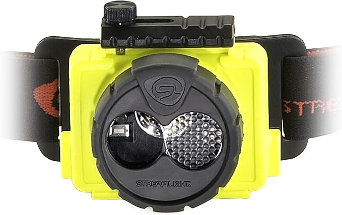 Streamlight 61602 Double Clutch USB 125-Lumen Multi-Fuel LED Headlamp with 120V AC Charging System, Elastic Head Strap, and Rubber Hard Hat Strap, Yellow