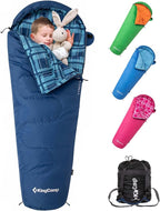 KingCamp 45°F Kids Sleeping Bag, Lightweight Waterproof & Compact Flannel Sleeping Bags Cold Weather & Warm Youth Essentials Gear Accessories for Camping, Fits 10-12 Children up to 4'7"-5'5" Tall