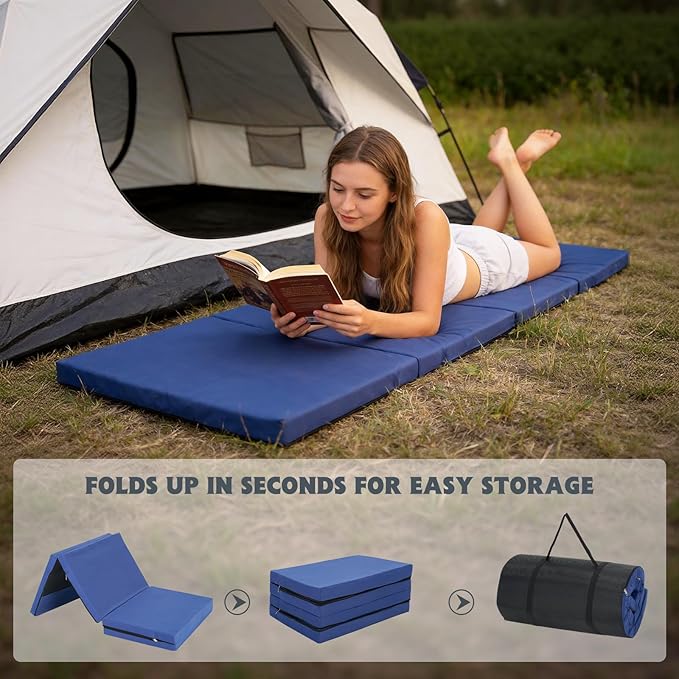 Slsy Oversized XXL Camping Cot with 2" Memory Foam Mattress, Upgraded Padded Folding Cot Bed with Carry Bag, Portable Sleeping Cot for Camping, Travel, Beach & Hiking