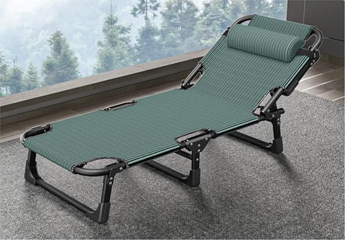 TOWINE Camping Cots for Adults Recliner Folding Bed Single Office Nap Bed Simple Multi-Functional Recliner Outdoor Leisure Nap Folding Bed Sleeping Cot for Camping Pool Beach (Color : 1, Size : F)