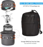 Odoland 6pcs Camping Cookware Mess Kit with Lightweight Pot, Stove, Spork and Carry Mesh Bag, Great for Backpacking Outdoor Camping Hiking and Picnic