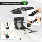 Nice C Chair with Canopy, Umbrella Chairs, Chair with Shades, Sports Chairs, w/Removable Footrest, Cooler Bag, Cup Holder for Camping, Fishing, Sports, Soccer, Beach (1-P Green)