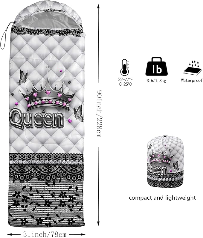 QOOMO Camping Sleeping Bags,3 Season Warm & Cool Weather,Lightweight,Waterproof Sleeping Bags for Adults & Kids,Traveling,and Outdoors,Camping Gear Equipment