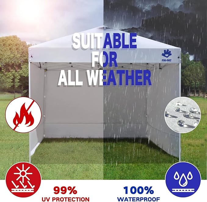 Instant Canopy Walls for 12x12 ft Pop Up Canopy Frame, 99% UV Protection, Waterproof for Outdoor Events, White(3 Pieces Canopy Sidewalls Only)