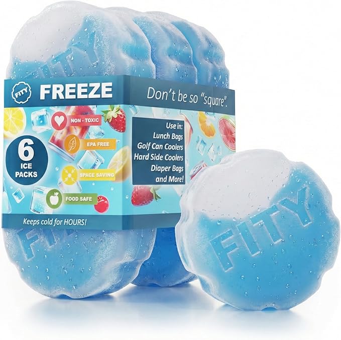 FITY Freeze The 6 Pack - A Space Saving Freezable Ice Pack use w/Lunch Boxes, Diaper Bags, Sore Muscles, 16oz can Cooler tumblers, Beach Bags, Coolers, and More.