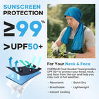 Cooling Hoodie Towel: Cooling Towels for Neck and Face Sun Protection Instant Cool for Hot Weather Hiking Camping Running Golf Gardening Fishing Music Festivals Theme Parks Beach - 3 Packs