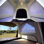 Automatic Pop Up Ultralight Dome Tents, 4 Seasons & Windproof Family Camping Tent with Removable Outer Tarpaulin, Double Layers(Brown)