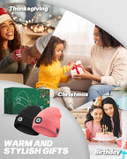 Bluetooth Beanie with Light, USB Rechargeable LED Headlamp Winter Hat, Men Women Valentine's Day Gifts