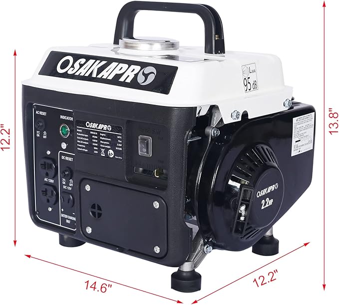 Zateety Portable Generator, 71CC 2.2 HP 2-Stroke, 900W Peak Power, Outdoor Power Station Low Noise, Gas & Oil Mix Powered Generator, Recoil Generators for Home Use, Camping Battery Backup, White