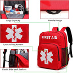 First Aid Backpack Emergency Empty Waterproof Survival First Responder Trauma Bag Travel Home Outdoor Camping (Red)