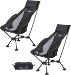 WildCall Lightweight Folding High Back Camping Chair with Head Support, Compact Beach Chair with Anti-Sinking Large Feet and Three Tilt Angles Adjustment
