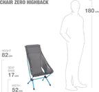 Helinox Chair Zero Highback Chair, 1.43lbs, Ultralight, High Back Camping Chair, Backpacking, Folding Outdoor Chairs, Black