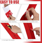 Tigeen 24 Roll Heavy Duty Zipper Door for Dust Barriers 7 ft x 3 Inch Self Adhesive Construction Zipper Door for Greenhouse Tent Accessories (Red)