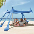 Gardentime Beach Tent Canopy with 8 Sandbags 4 Aluminum Poles, Pop Up Portable Camping Sun Shelter, Easy Set Up with 2 Sand Shovel, Ground Pegs, Carrying Bag for Outdoor Beach,Picnic, Fishing