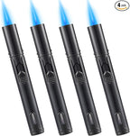 4 Pack Butane Torch Lighter, Urgrette 6-inch Refillable Pen Lighter Pencil Torch Lighter Long Torch Adjustable Jet Flame Butane Lighter for Grill BBQ Candle Camping Fireplace (Gas Not Included) Black