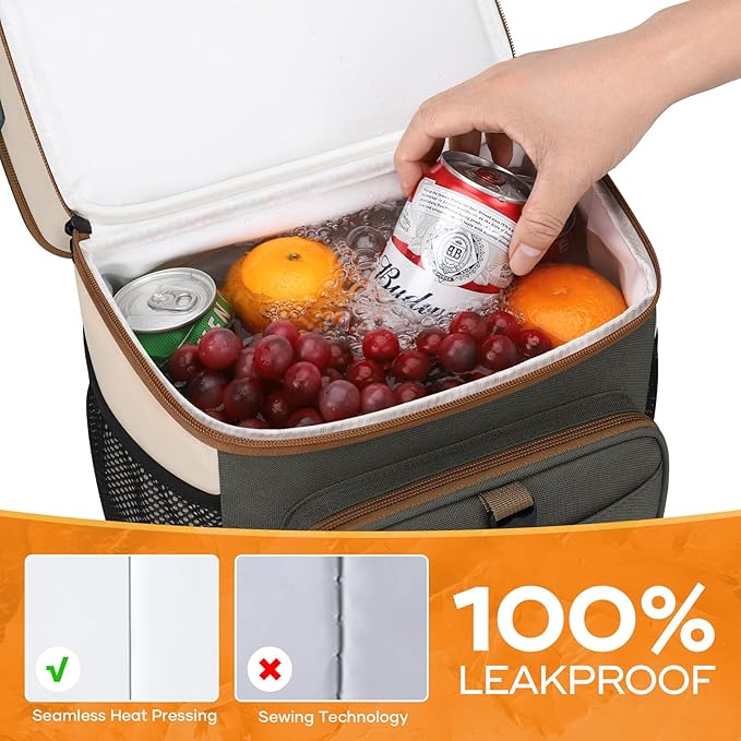 Maelstrom Lunch Box for Women, 20L Insulated Lunch Bag Men, Leakproof Double Deck Cooler Bag, Soft Lunch Cooler with Quick Access Flip-Top Lid for Work, Beach,Travel, Camping