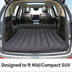 Car Air Mattress, Inflatable SUV Truck Camping Mattress for Back Seat, Thickened Travel Car Bed Sleeping Pad with Air Pump 2 Pillows (SUV-Black, SUV Air Mattress)