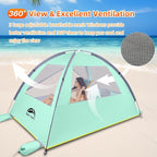 Happy Travel Beach Tent, UPF 50+ UV Protection Sun Shade Shelter for 3/4/5/6/7/8 Person, Portable Beach Canopy for Family & Baby, Lightweight & Easy Setup Beach Cabana with 3 Ventilation Mesh Windows