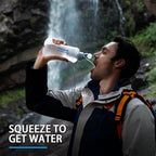 Water Filter Survival - 650ml Collapsible Water Bottle with Filter Squeeze Filter Bottle Befree or Peak Series for Hiking Backpacking Camping,with NSF/FDA Certification BPA-Free(White)