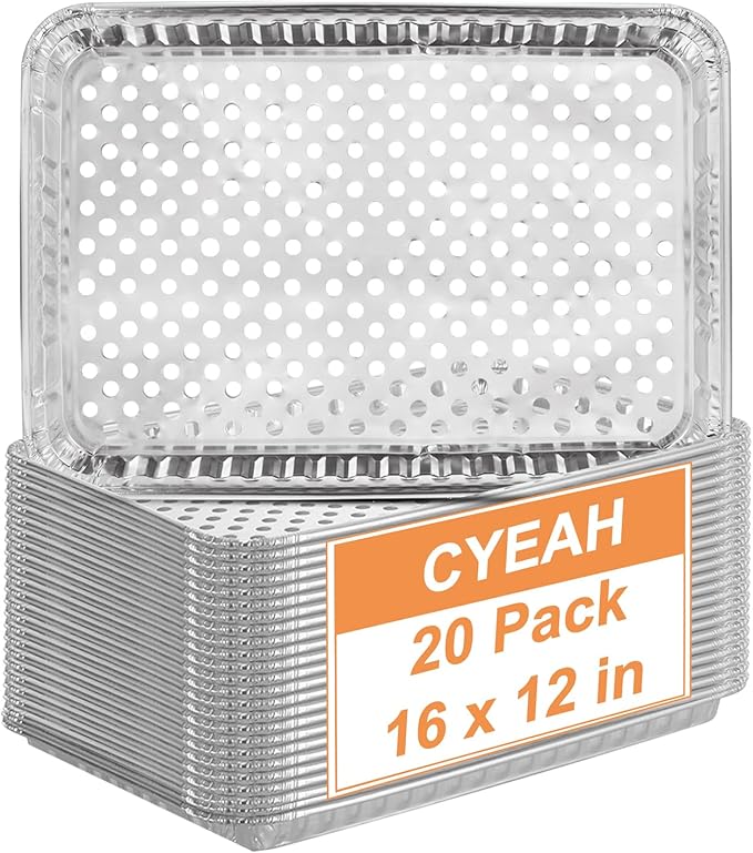 CYEAH 20 Pcs Aluminum Foil Pans, 16 x 12 in Large Aluminum Pans, Aluminum Cookie Sheets for Baking, BBQ Grill Topper Pan for Food Prepping, Outdoor Cooking and Camping