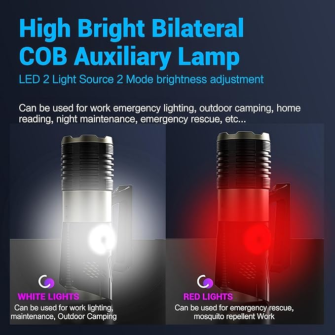 150W Rechargeable Handheld Spotlight 18,000 High Lumens, Super Bright Zoomable XHP360 Spot Light Searchlight with USB Output, Large Capacity Powerful LED Flashlight for Home Emergency Boating Camping