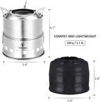 TOMSHOO Camping Stove, Portable Folding Windproof Wood Burning Stove Compact Stainless Steel Alcohol Stove Outdoor Camping Hiking Backpacking Picnic BBQ