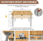 KingCamp Bamboo Folding Table Camping Table with Adjustable Height 4-Folds Compact Small Lightweight Portable Picnic Camp Table for Outdoor Backpacking Beach RV Travel Tailgating Barbecue, 1-2 People