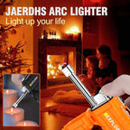 Waterproof Electric Lighter with 360°Flexible Long Neck, Outdoor Windproof Arc Lighter USB Rechargeable Flameless Plasma Cool Lighters for Outdoor & Kitchen (Orange)